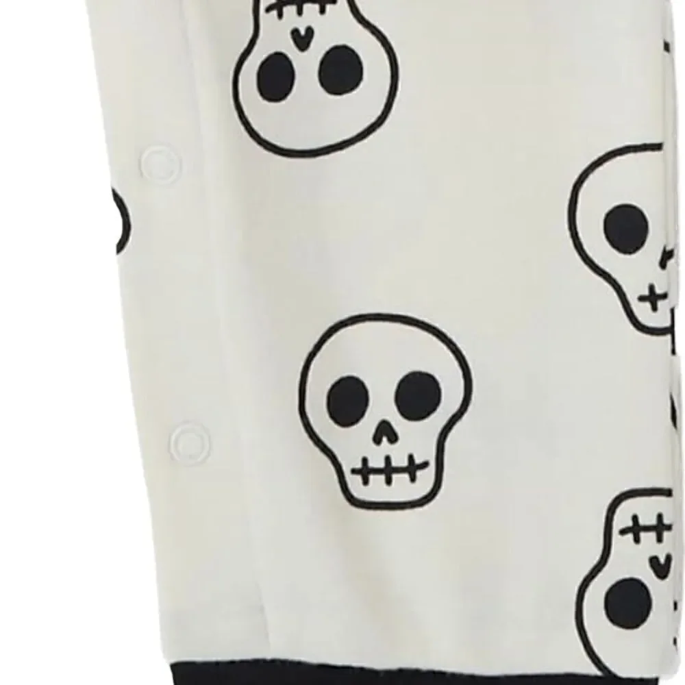 Way To Celebrate Halloween Pajamas Sz 6/9 Month Skulls Sleeper Romper Skeleton